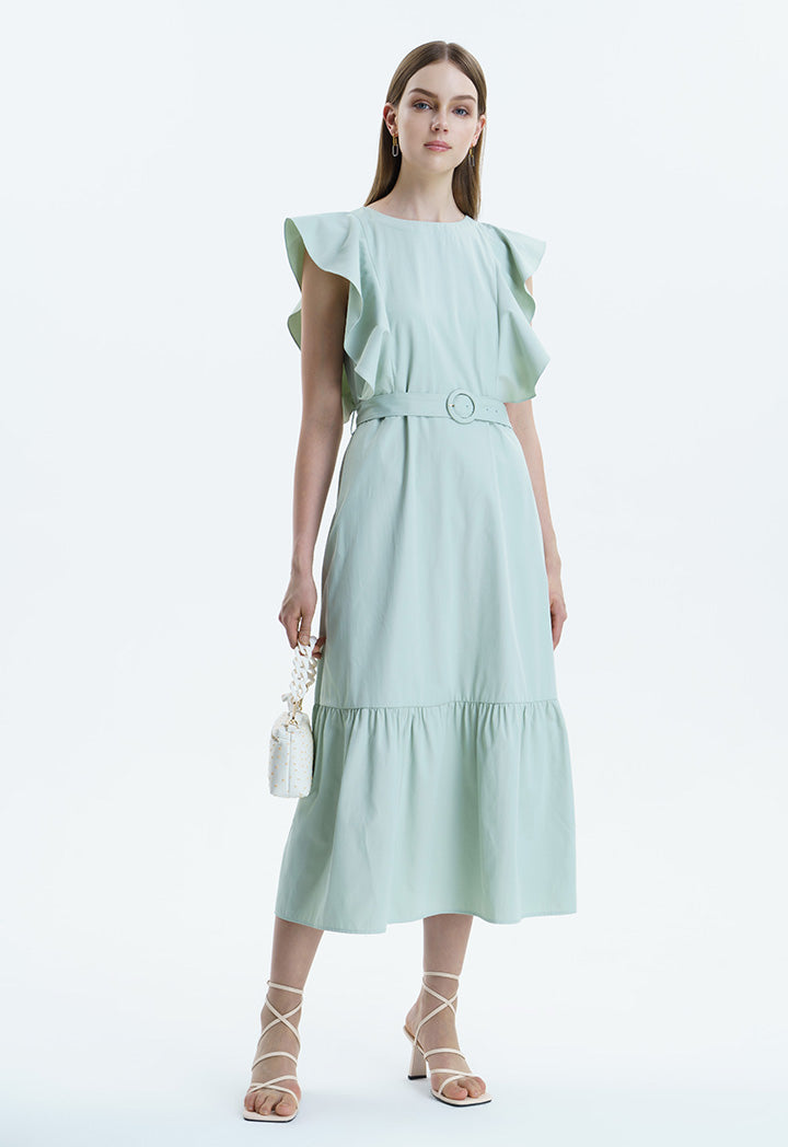 Frilled Armhole Classic Sleeveless Dress