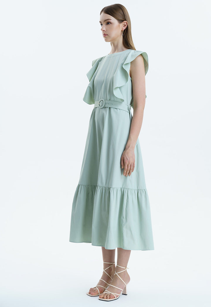 Frilled Armhole Classic Sleeveless Dress