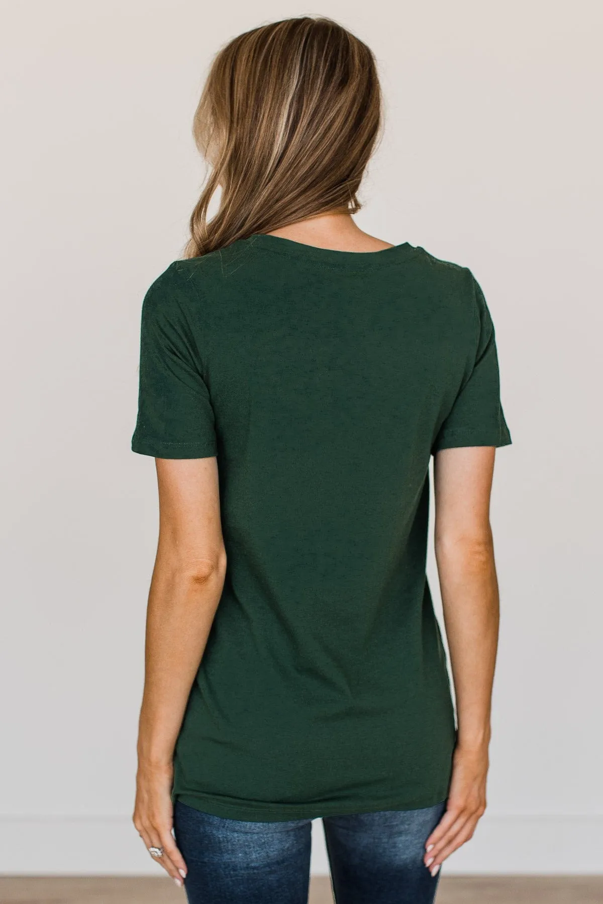 From The Moment We Met V-Neck Tee- Hunter Green