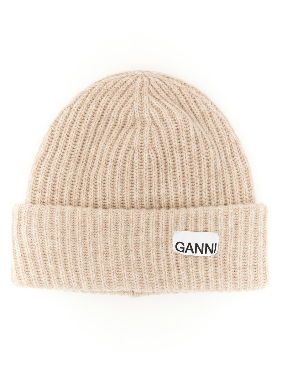 GANNI    WOOL CAP WITH LOGO