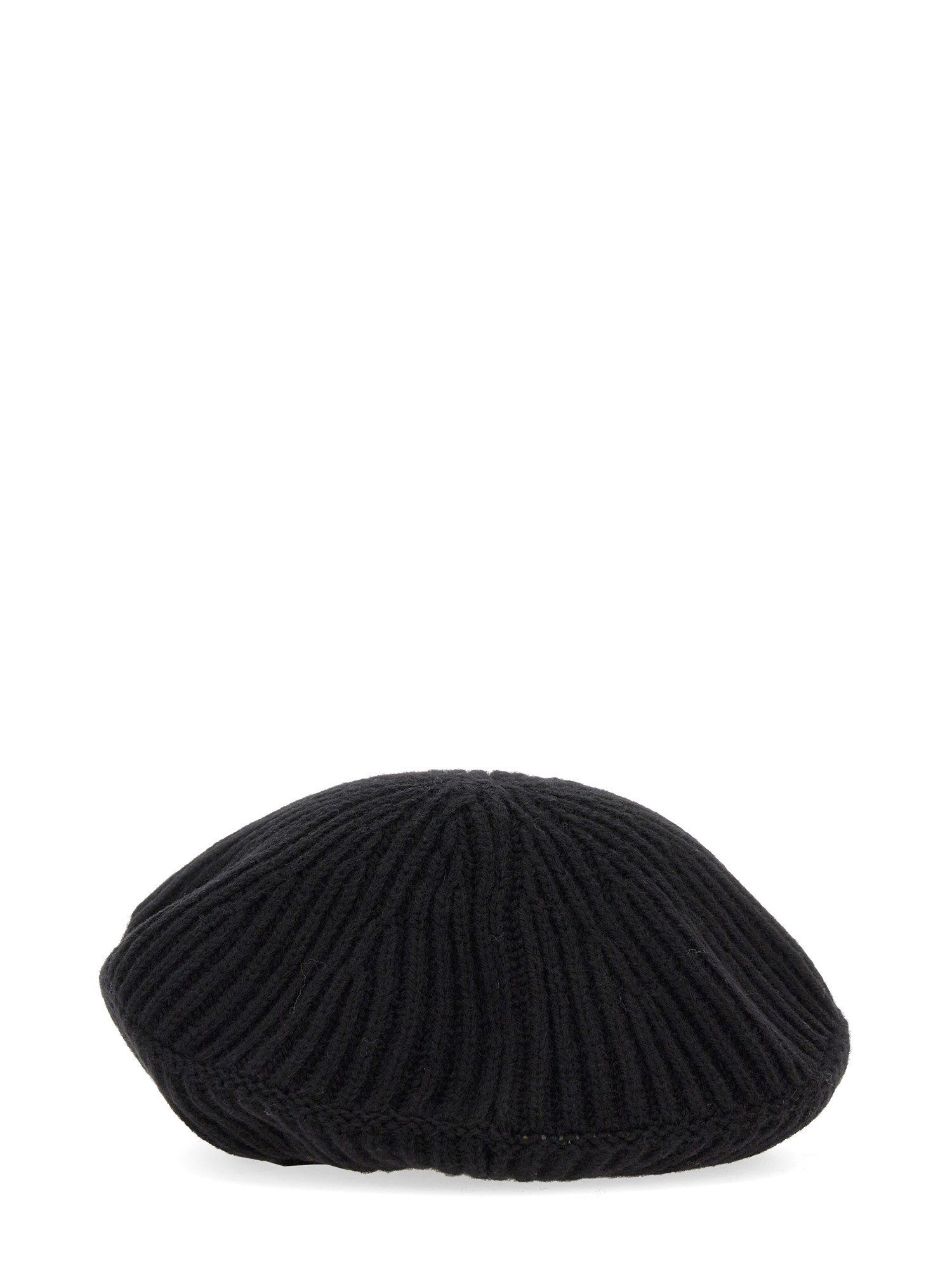 GANNI    WOOL RIBBED KNIT BEANIE