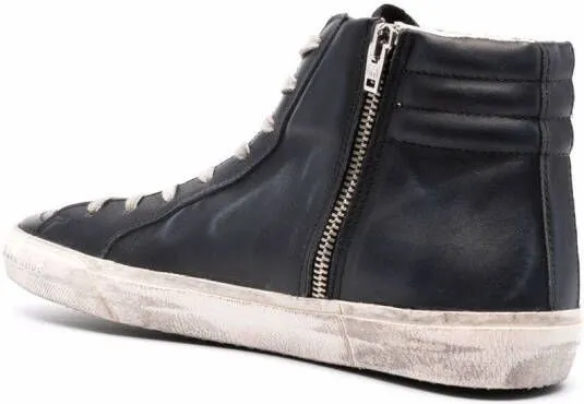 Golden Goose Slide Classic high-top distressed sneakers Black