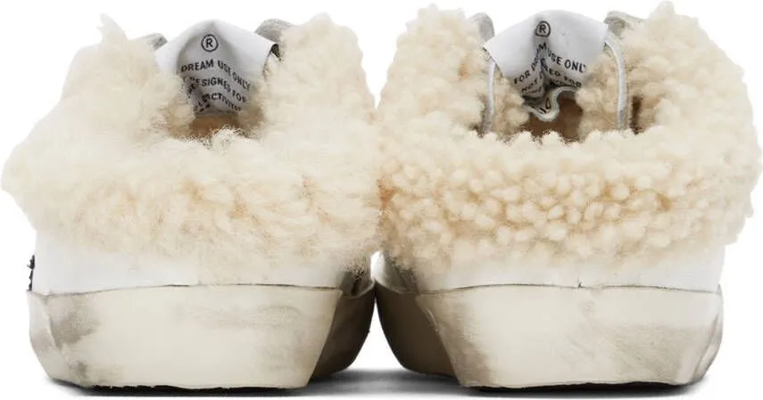 Golden Goose SSENSE Exclusive White & Black Shearling Super-Star Sneakers