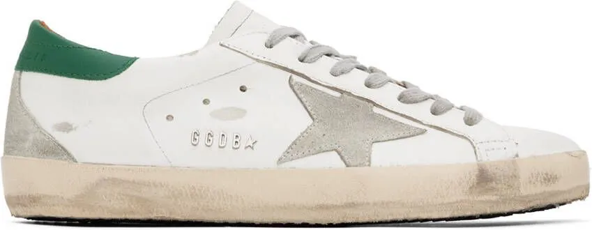 Golden Goose White & Green Super-Star Sneakers