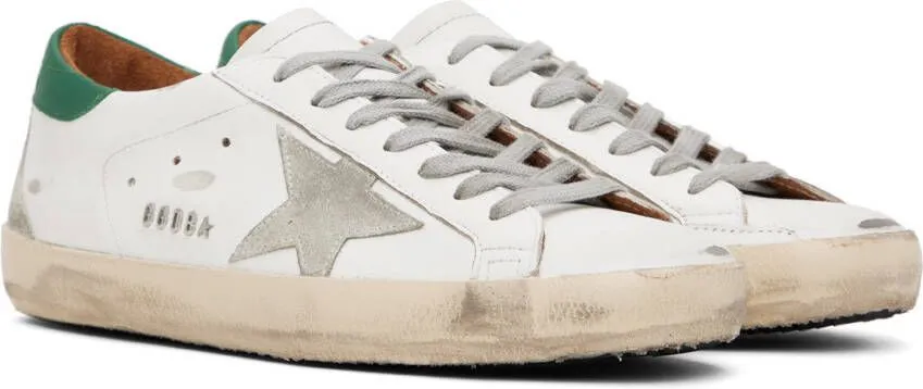 Golden Goose White & Green Super-Star Sneakers