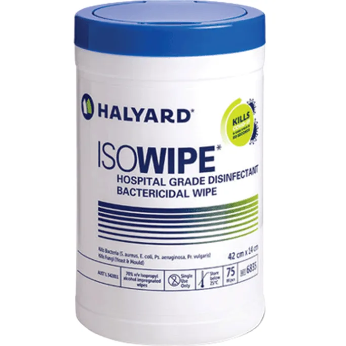 Halyard ISOWIPE Hospital Grade Disinfectant Wipes 75/Tub 6 Pack