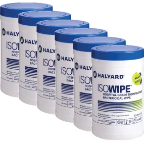 Halyard ISOWIPE Hospital Grade Disinfectant Wipes 75/Tub 6 Pack