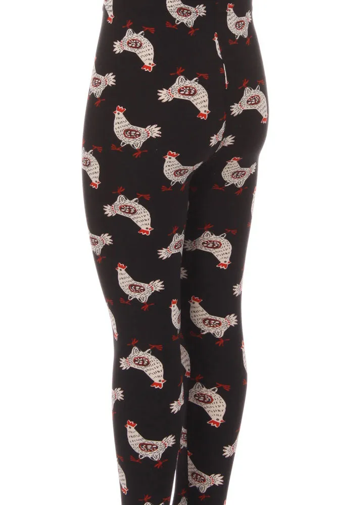 Kid's Chicken with Eggs Pattern Printed Leggings