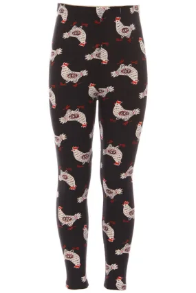 Kid's Chicken with Eggs Pattern Printed Leggings