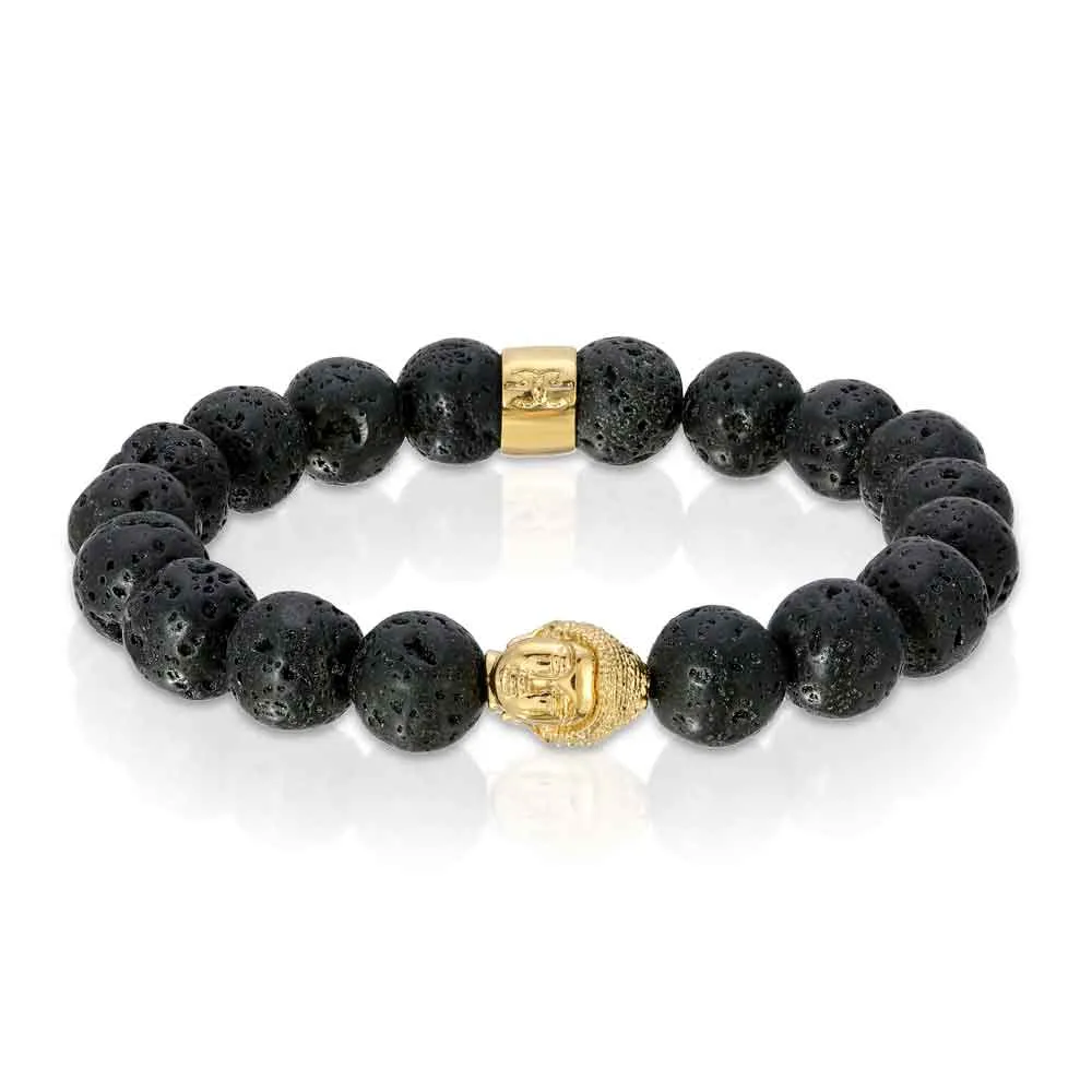 Lava Stone Buddha Head Beaded Bracelet