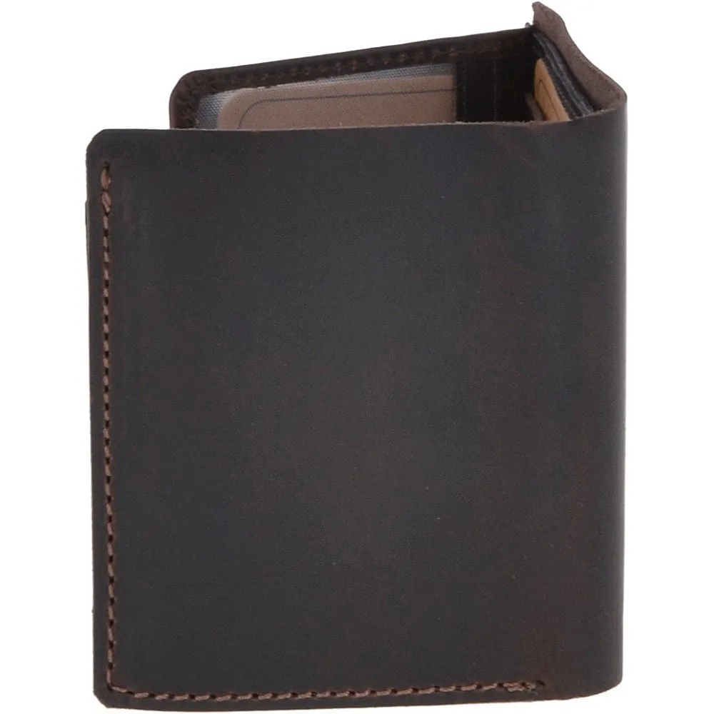 Leather Oily Hunter Bill Fold Card And Identification Wallet Brown : 1885