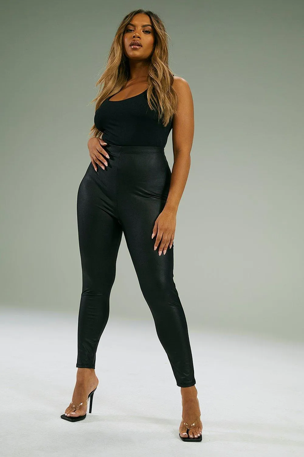 Leggings | Plus Pu Ruched Bum Leggings | boohoo