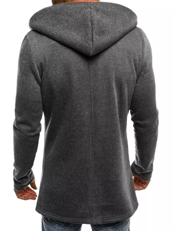 Long Solid Men Hoodie