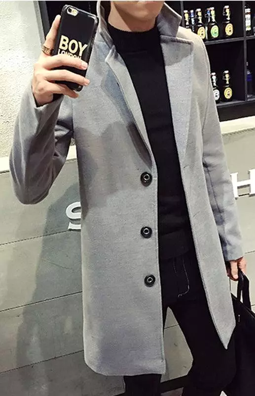 Long Woolen Men Winter Coat