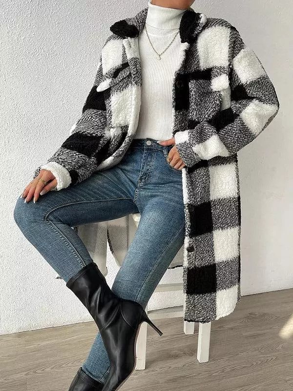 Loose Plaid Women Winter Coat