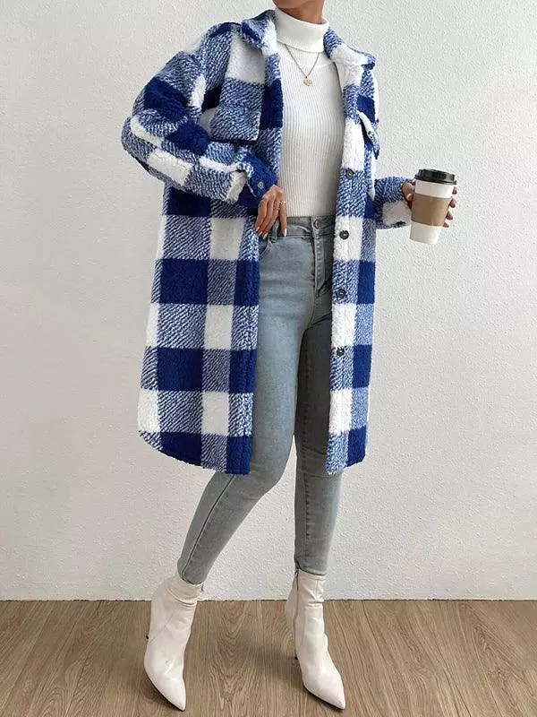 Loose Plaid Women Winter Coat