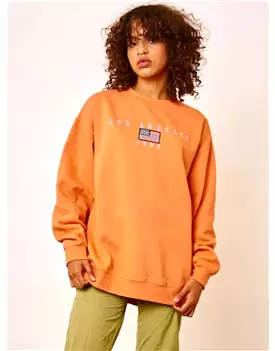 LOS ANGELES Sweat Shirt in Orange (Minor Defect)