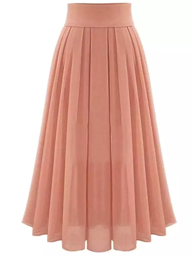 Maxi Chiffon Satin Pleated Patchwork Women's Skirt