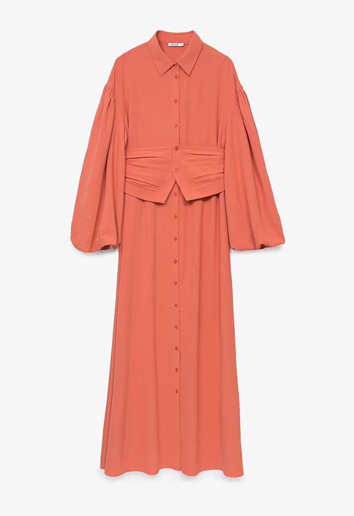 Maxi Shirt Dress With Wide Belt