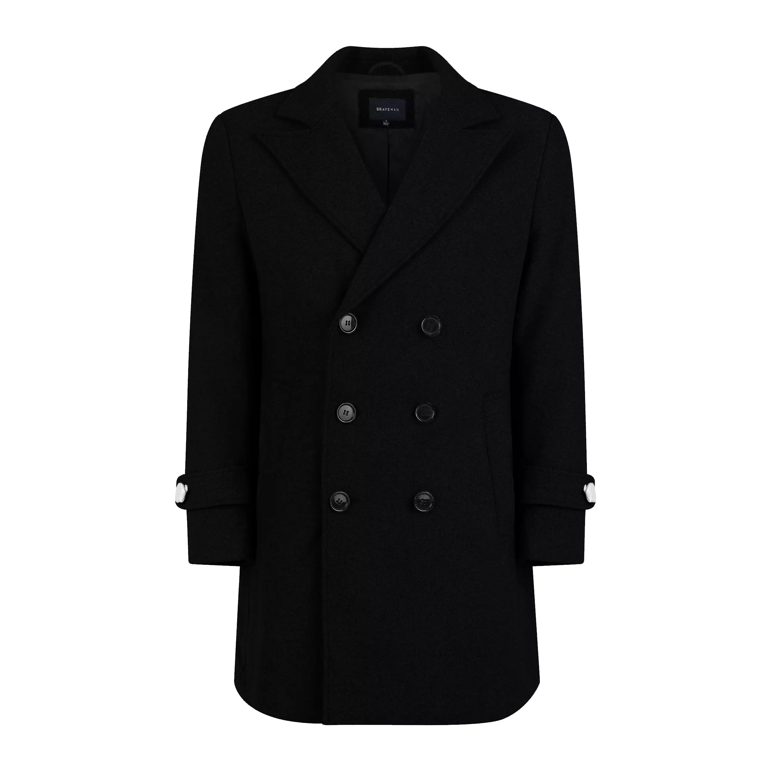 Men's Double Breasted Pea Coat Wool Blend Dress Jacket Peacoat