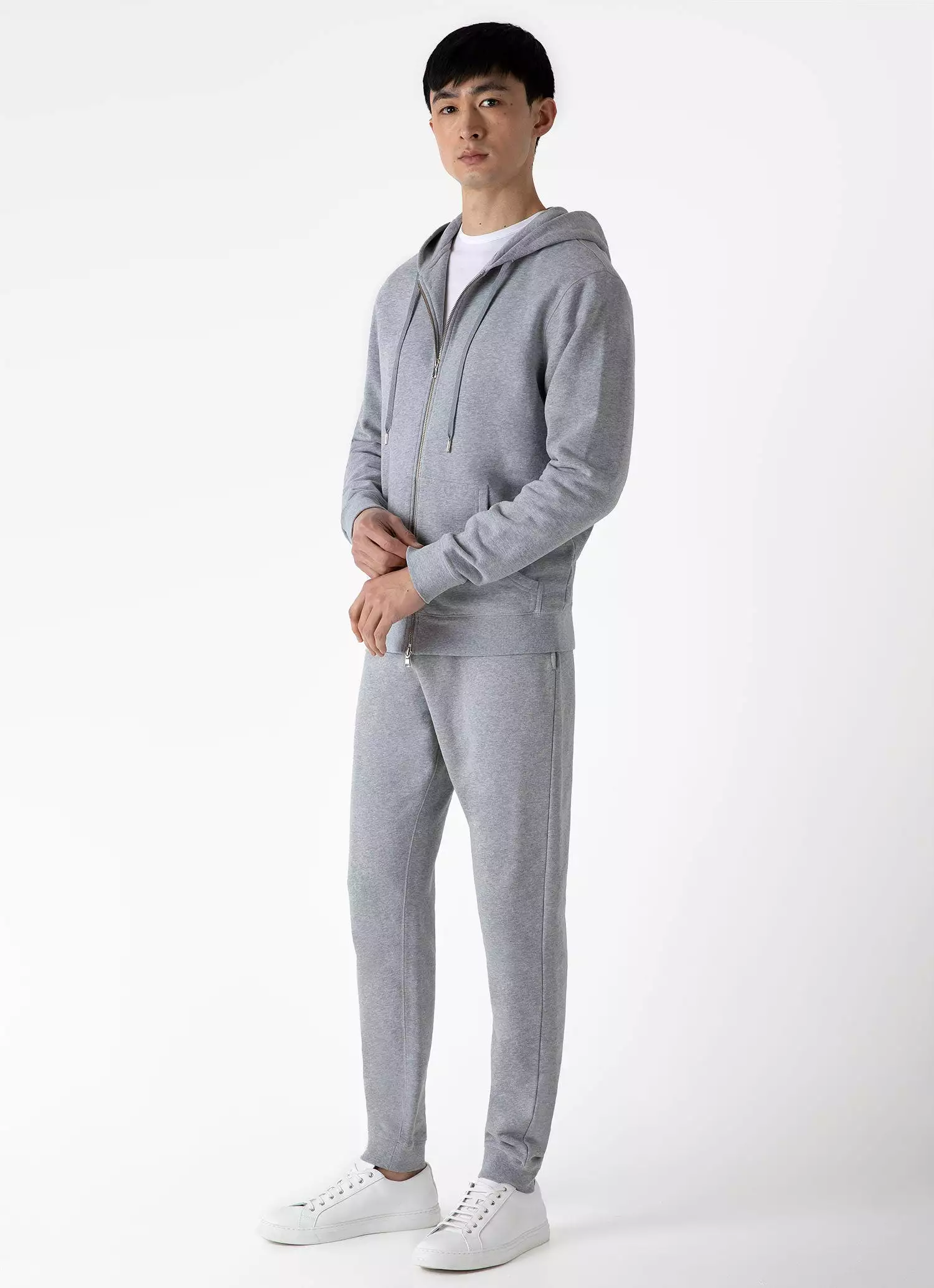 Men's Loopback Zip Hoodie in Grey Melange