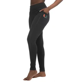 Miami Hurricanes ZooZatz U Ribbed Leggings with Pockets - Black