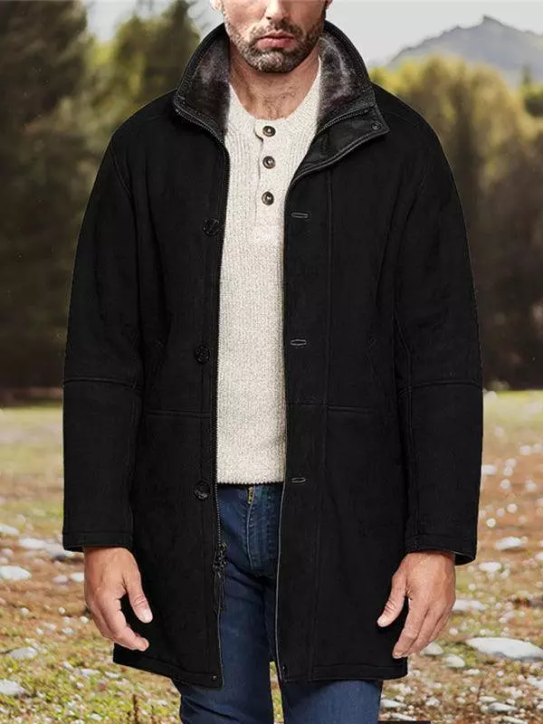 Mid-Length Loose Zipper Men Winter Coat