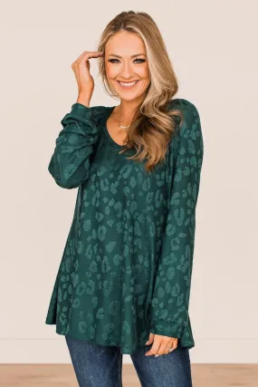 Missing You Long Sleeve Top- Hunter Green