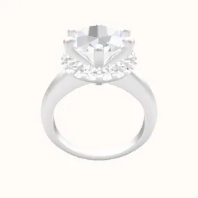 Modern Knife Edge Engagement Ring With Six Prong Halo Head