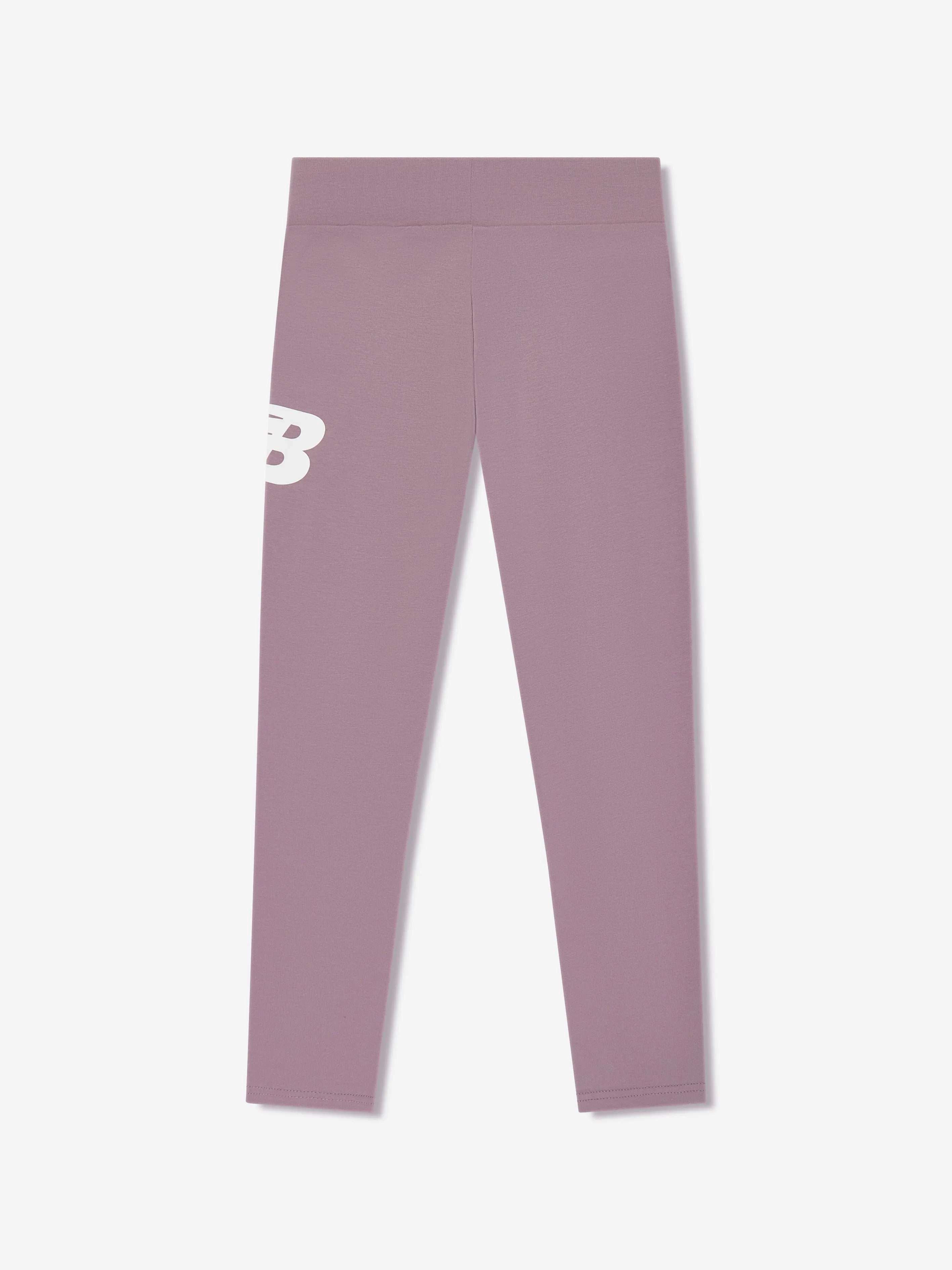 New Balance Girls Stacked Logo Leggings in Purple