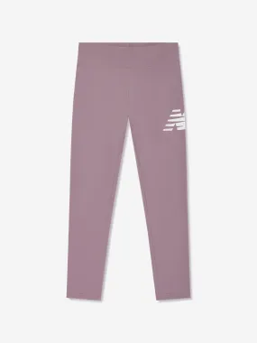 New Balance Girls Stacked Logo Leggings in Purple