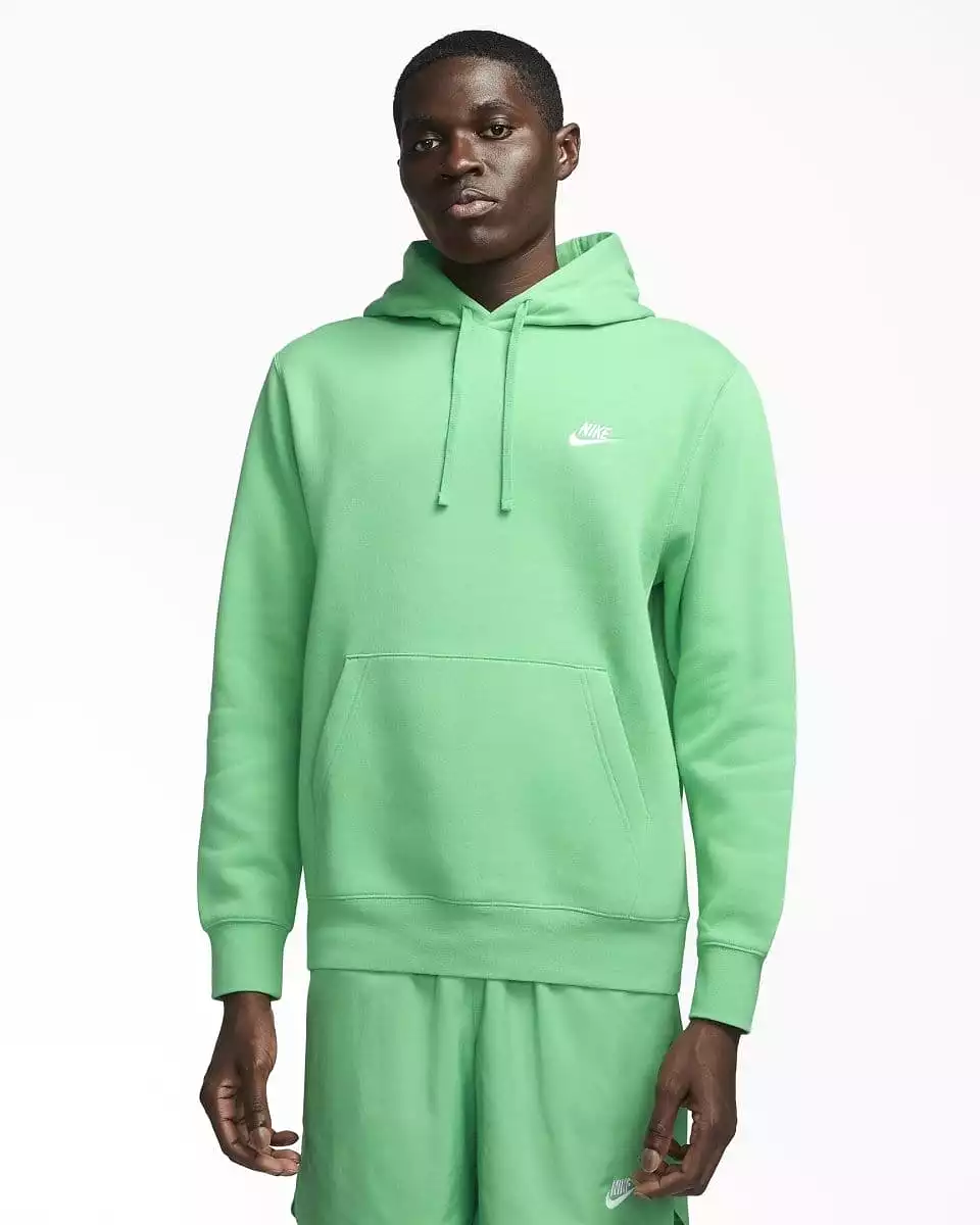 NIKE MEN'S SPORTSWEAR CLUB FLEECE PULLOVER GREEN HOODIE