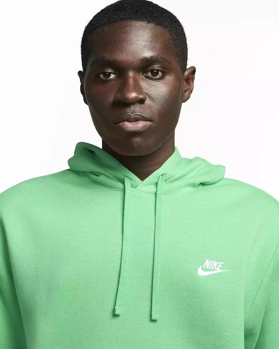 NIKE MEN'S SPORTSWEAR CLUB FLEECE PULLOVER GREEN HOODIE