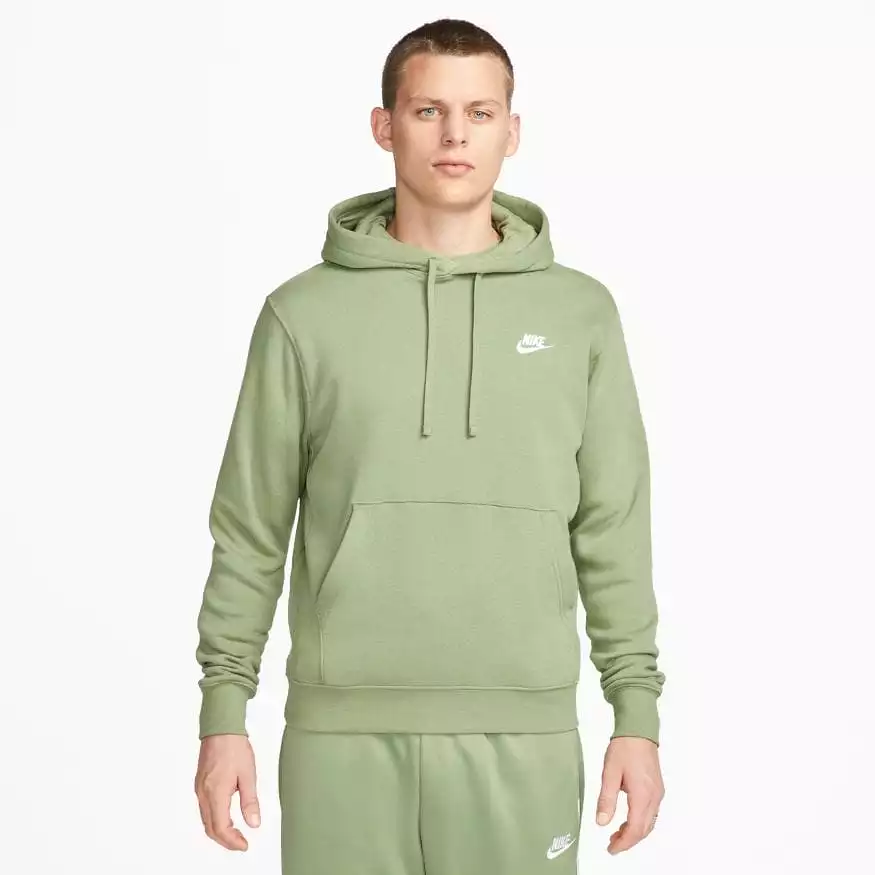 NIKE MEN'S SPORTSWEAR CLUB FLEECE PULLOVER GREEN HOODIE