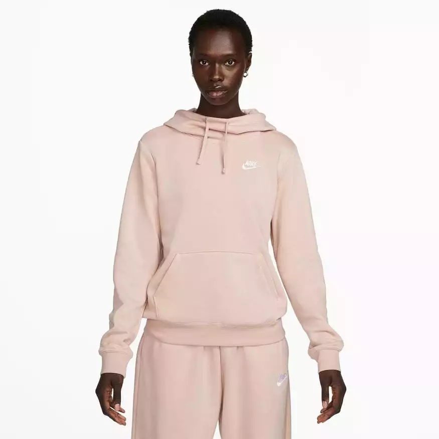 NIKE WOMEN'S SPORTSWEAR CLUB FLEECE PINK FUNNEL-NECK HOODIE