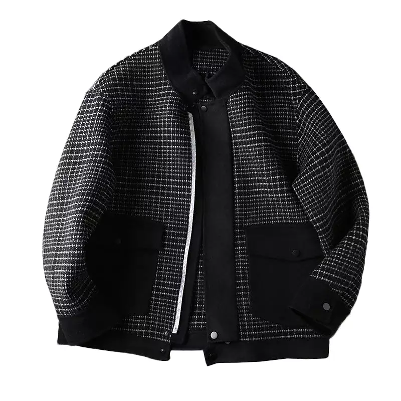 Offline thousand yuan level! Two-sided too! Foreign trade men's clothing cut standard tail goods stand collar woolen jacket larg