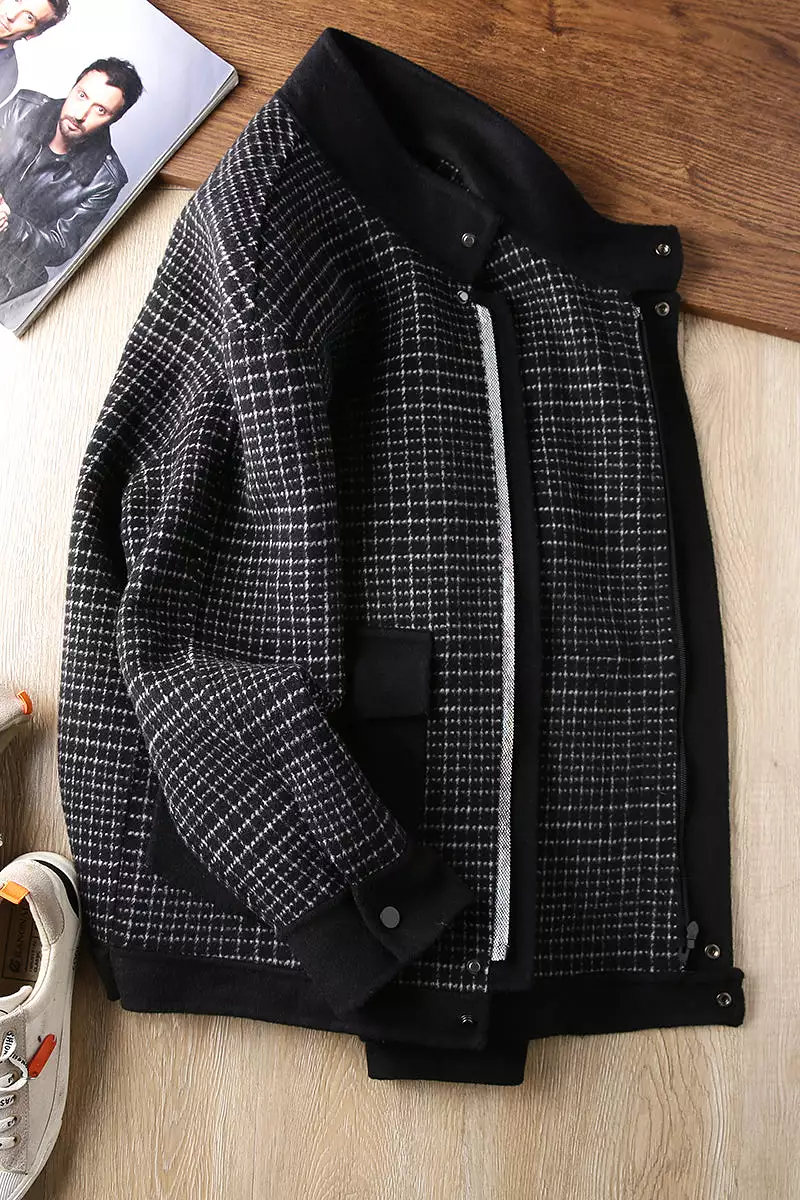 Offline thousand yuan level! Two-sided too! Foreign trade men's clothing cut standard tail goods stand collar woolen jacket larg