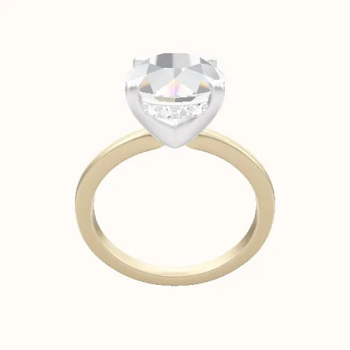 Open Solitaire Engagement Ring With V Prong with Hidden Halo Head