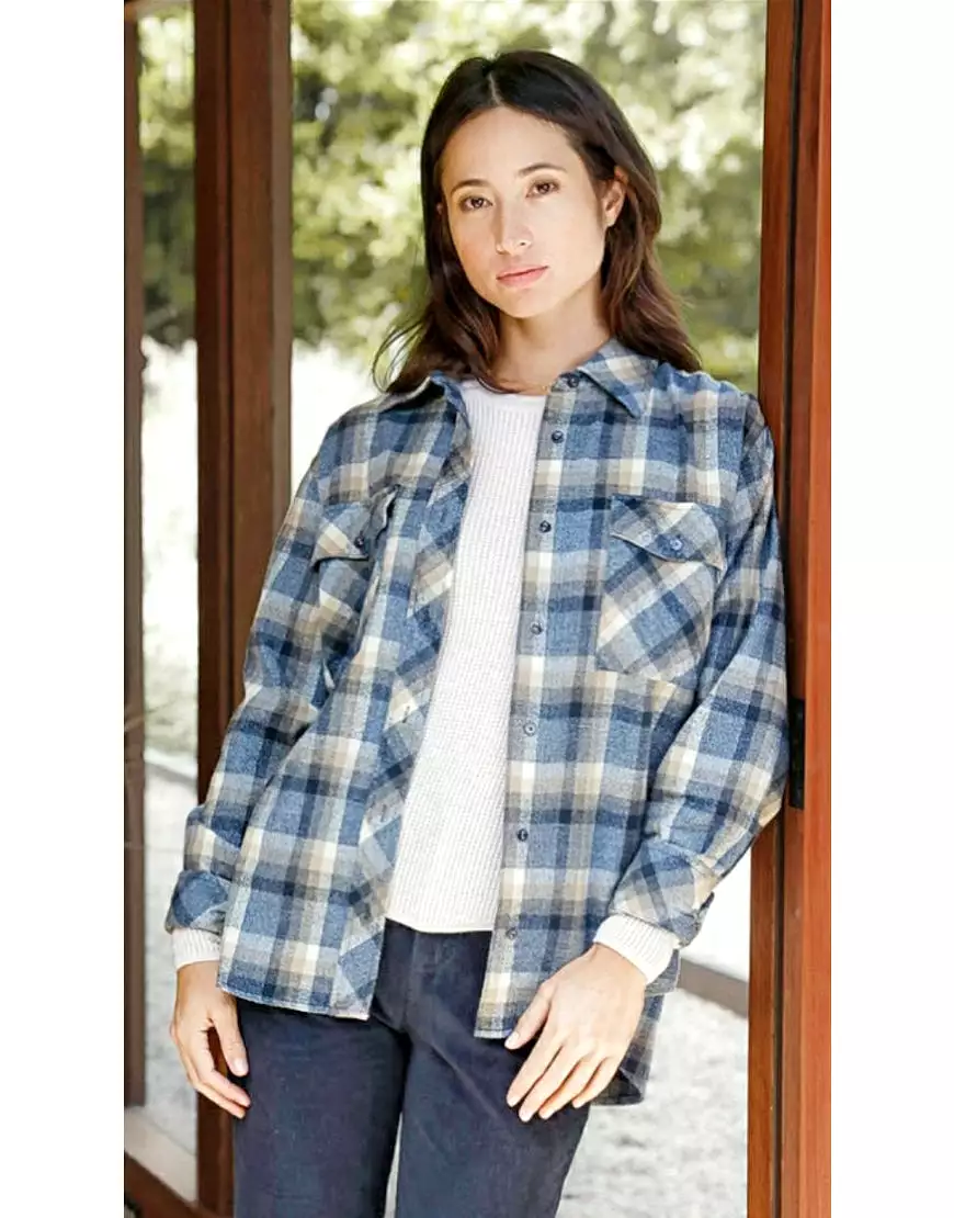 Oversized Checked Shirt in Light Blue