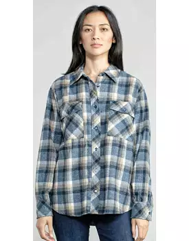 Oversized Checked Shirt in Light Blue