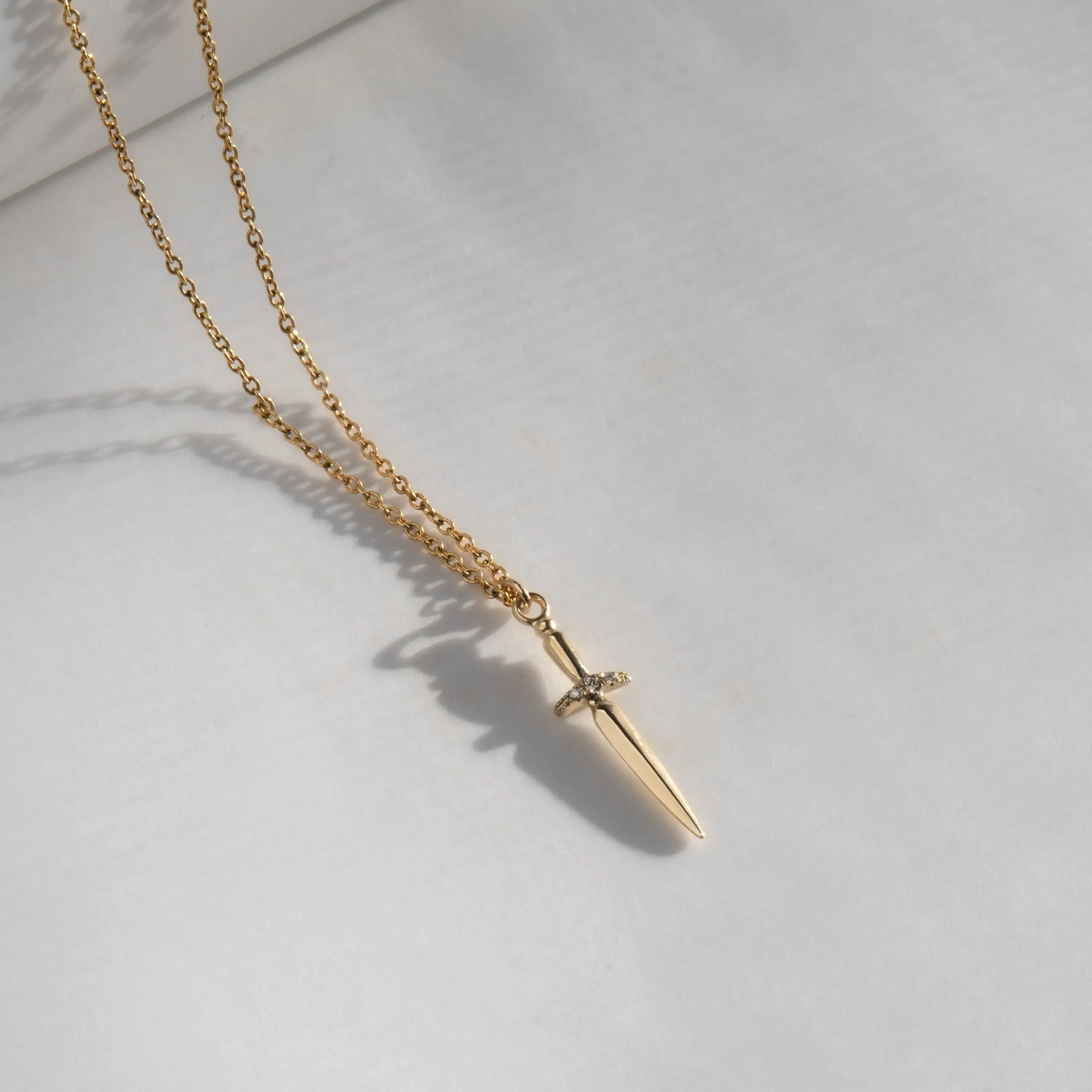 Pixie Dagger Necklace - 14k Yellow Gold