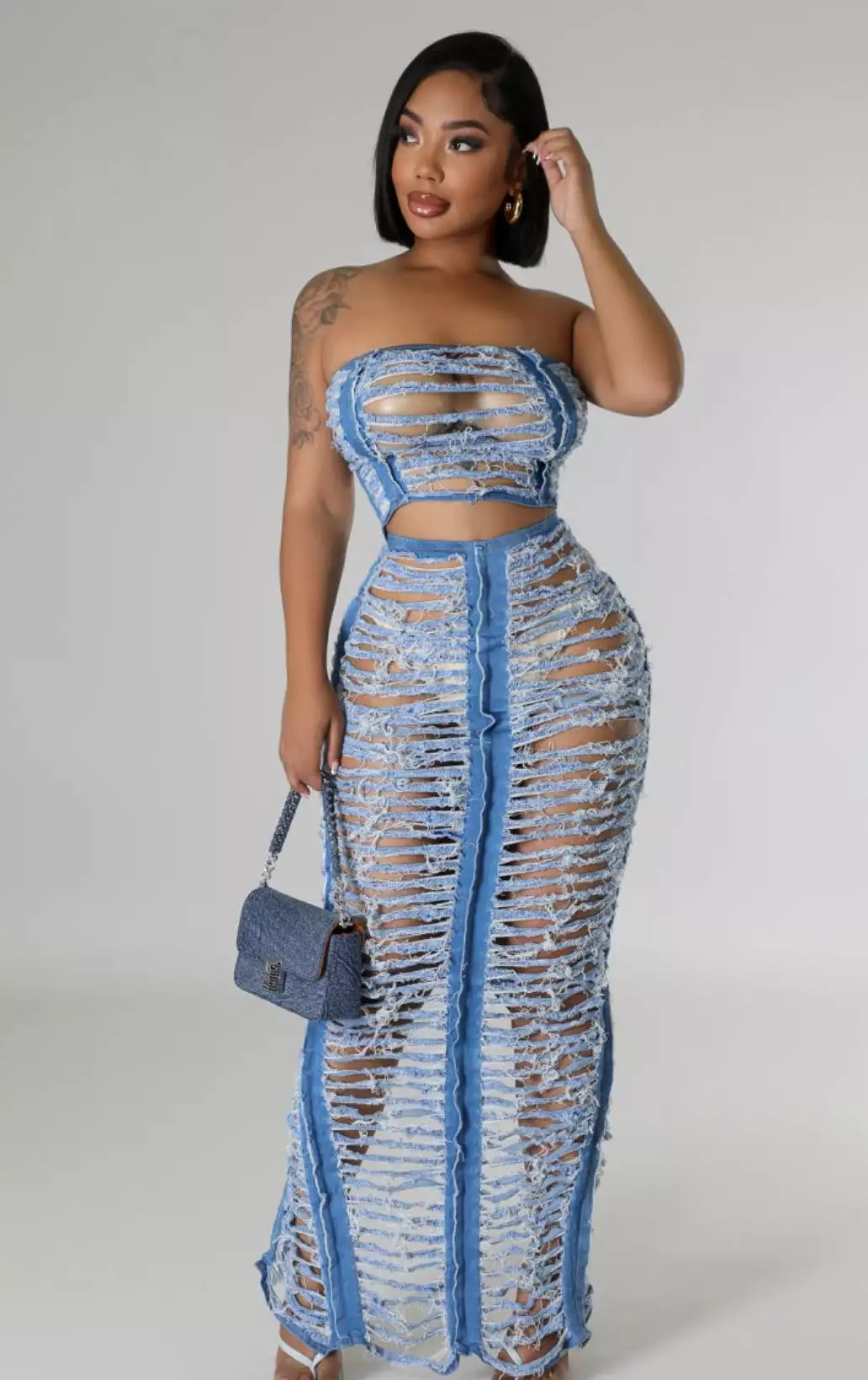 Pressure 2 Piece Denim Skirt Set