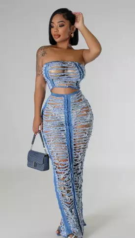 Pressure 2 Piece Denim Skirt Set