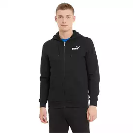 PUMA MEN'S ESSENTIALS FULL-ZIP LOGO HOODED BLACK JACKET