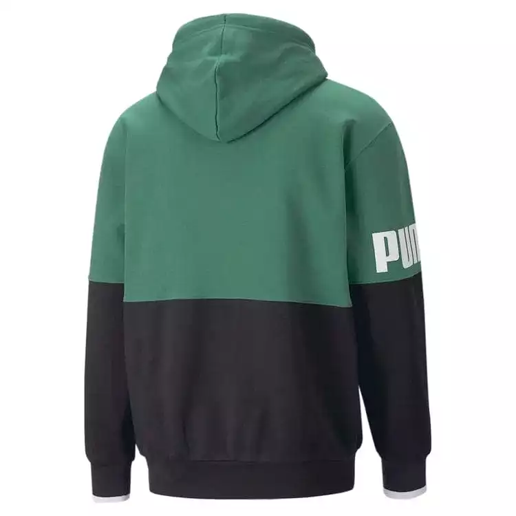 PUMA MEN'S POWER COLOURBLOCK GREEN HOODIE