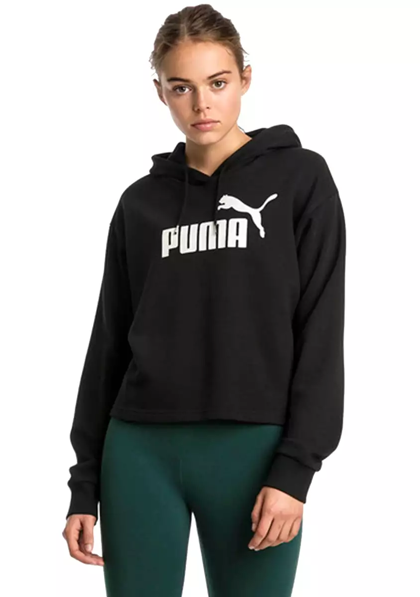 PUMA WOMEN'S ESS CROPPED BLACK HOODIE