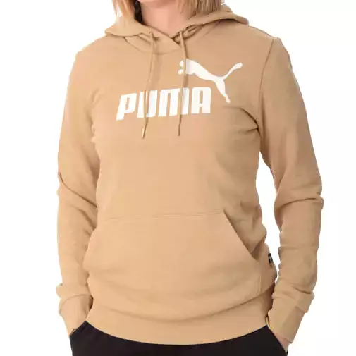 PUMA WOMEN'S ESS LOGO FLC TAN HOODIE