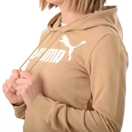 PUMA WOMEN'S ESS LOGO FLC TAN HOODIE