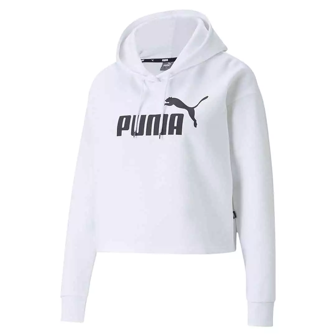 PUMA WOMEN'S ESSENTIAL CROPPED WHITE HOODIE