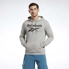 REEBOK MEN'S IDENTITY FRENCH TERRY VECTOR PULLOVER GREY HOODIE